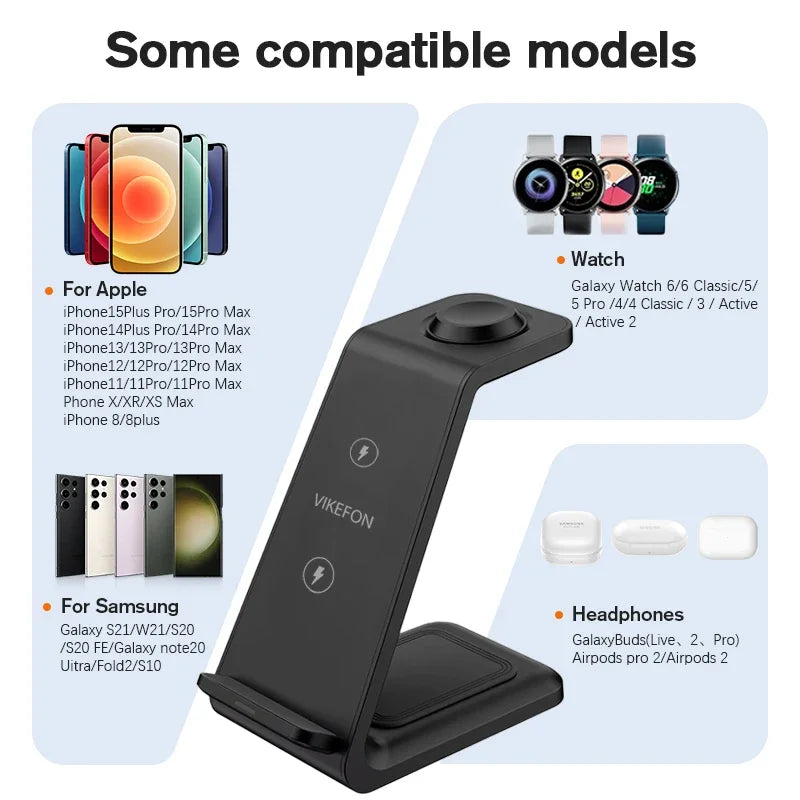 VIKEFON Wireless 3 in 1 Charger For Samsung Galaxy Ultra Watch Buds 2 Pro