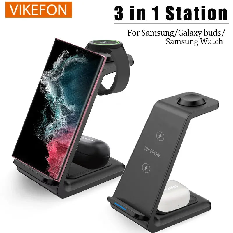 VIKEFON Wireless 3 in 1 Charger For Samsung Galaxy Ultra Watch Buds 2 Pro