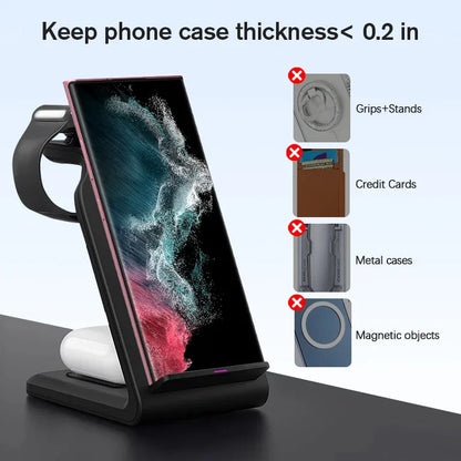VIKEFON Wireless 3 in 1 Charger For Samsung Galaxy Ultra Watch Buds 2 Pro